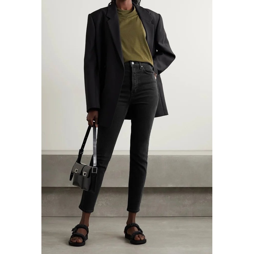 NEW GRLFRND Piper High-rise Slim-leg Jeans Black Size 26